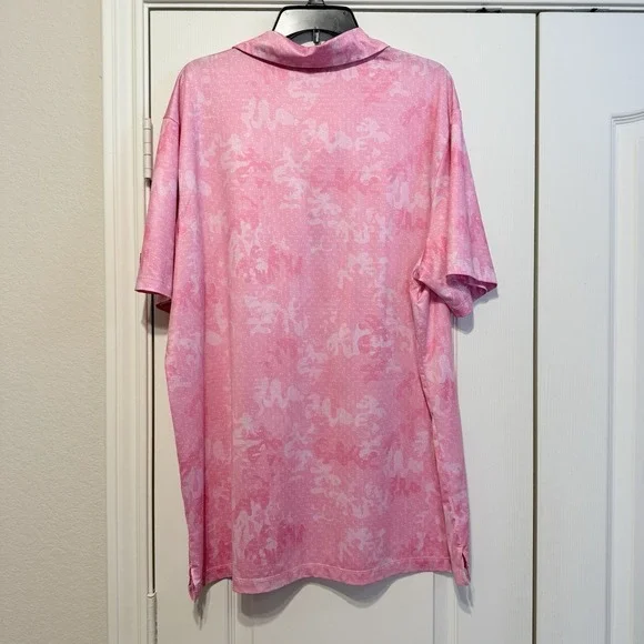 Yatta Golf Polo Shirt Mens XXL Pink Camo Geometric All Over print Active - Picture 3 of 7